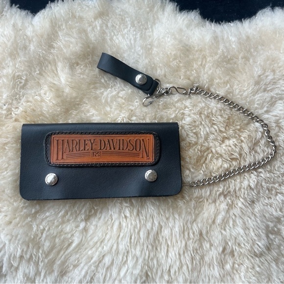 Harley-Davidson Other - Vintage Harley  Davidson Black Leather Chain Biker Wallet